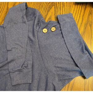 Unbranded Women's M Cowl Neck Top Cotton Blend Long Sleeve‎ Button Accents